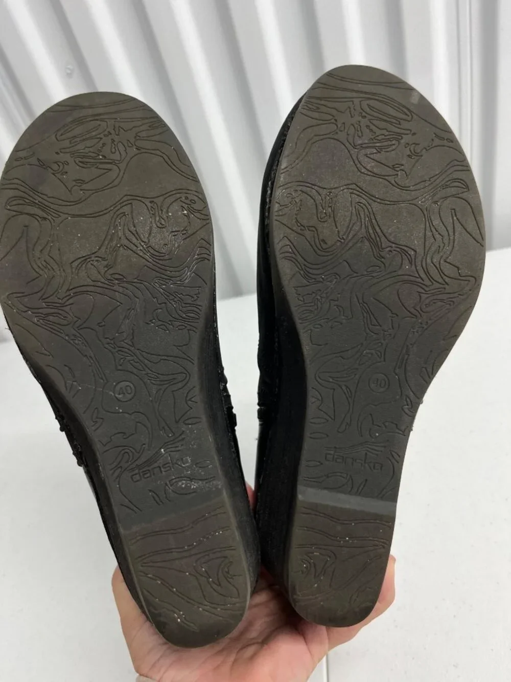 Dansko Shirley Black Leather Wedge‎ Ankle Booties Size 40 / US 9.5-10